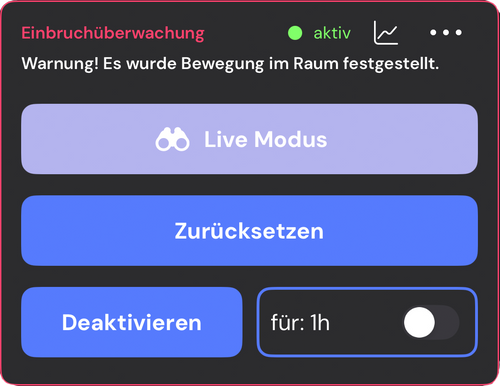 Einbruchsüberwachung in sonsor App