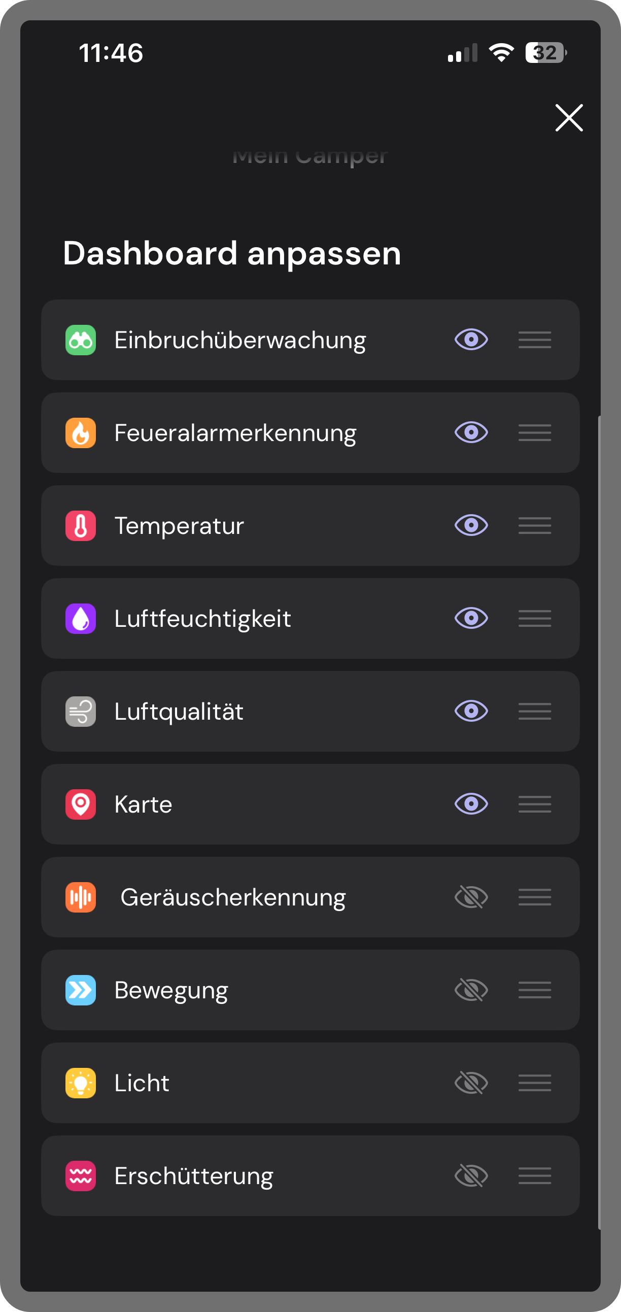 App Screenshot Dashboard anpassen