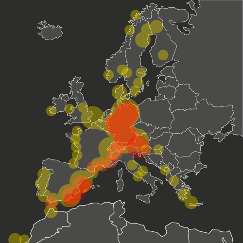 Heatmap sonsor Standorte Europa und Afrika