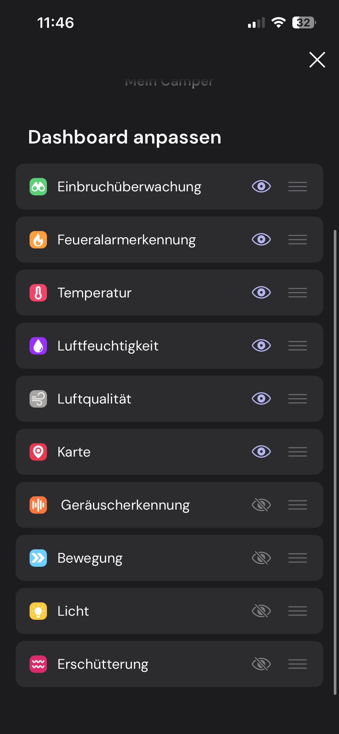 App Screenshot Dashboard anpassen