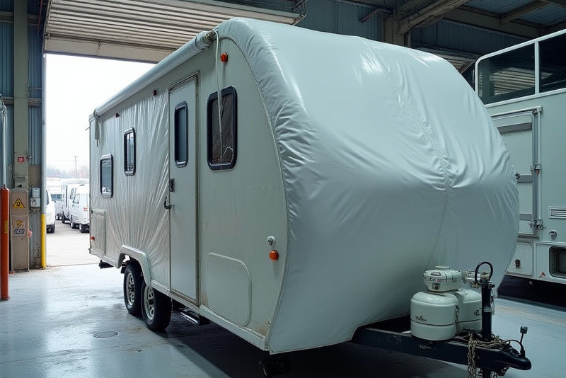 Wohnwagen in der Lagerung