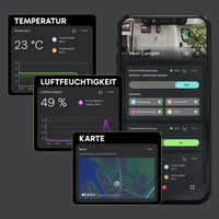 sonsor App Temperatur, Luftfeuchtigkeit, Karte