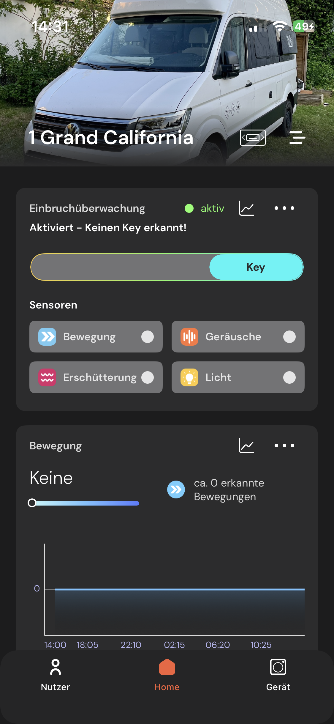 sonsor App Alarmanlage aktivieren mit Bewegungssensor, Geräuscherkennung und Einbruchüberwachung