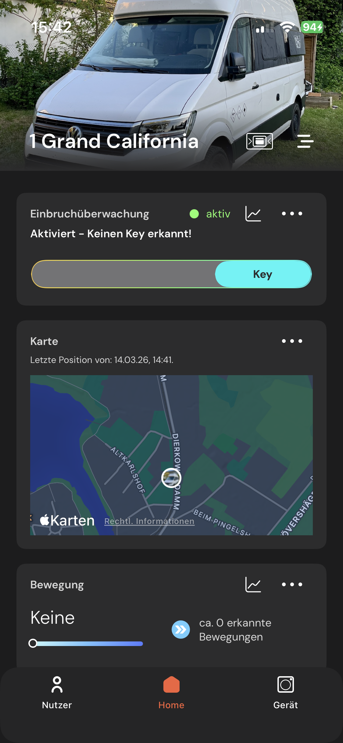 sonsor App GPS Ortung mit Kartenansicht und Standortanzeige für Camper, Fahrzeug oder Objektüberwachung