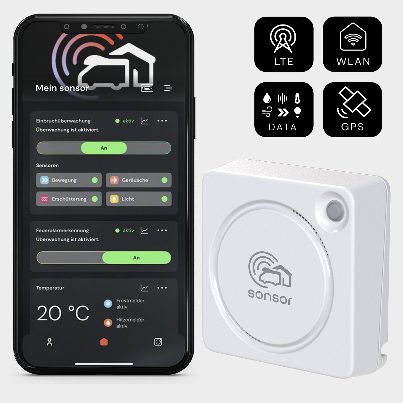 sonsor mobil Gerät telegrau mit sonsor App