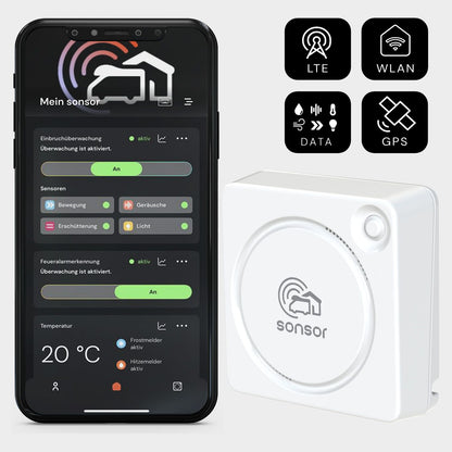 sonsor mobil Gerät weiss mit sonsor App