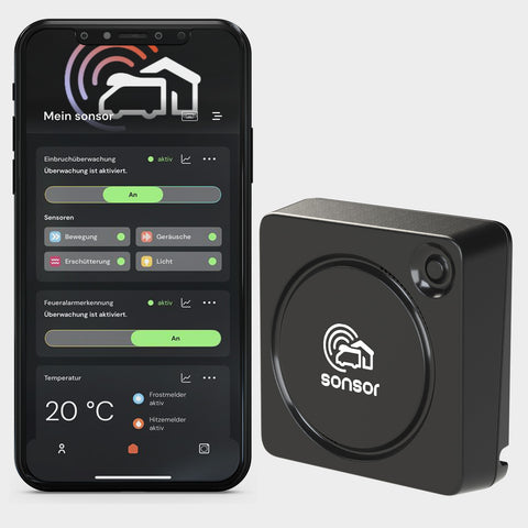 sonsor Gerät schwarz mit der sonsor App